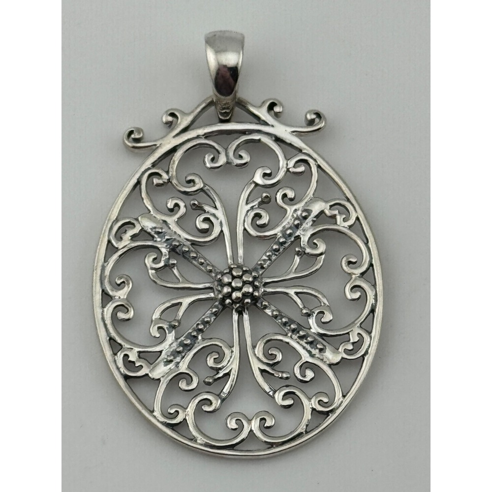 Southern Gates Sterling Silver Oval Pendant Ornate Scroll Design